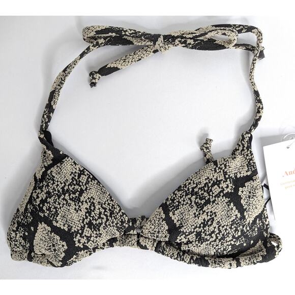 Andie Swim Snake Print String Bikini Top - Picture 1 of 8